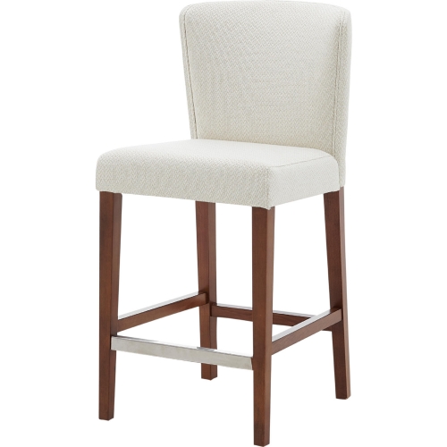 Albie Counter Stool in Cream Fabric & Wood Legs